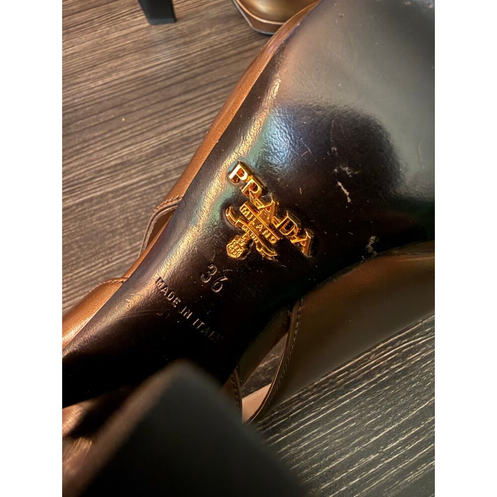 Prada Metallic Bronze Leather Slingback Pumps Sz. 36 (COA) - Picture 5 of 9